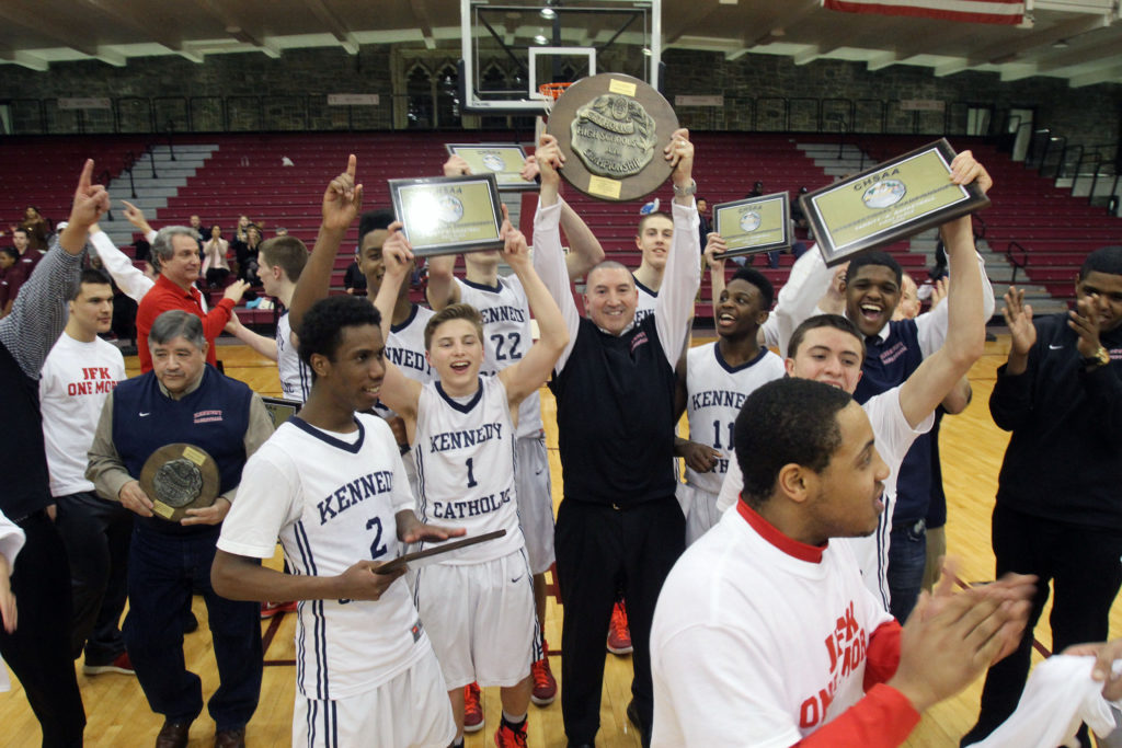 Kennedy Catholic defeated Monsignor Scanlan 72-61to win the CHSAA Class A boys basketball championship at Fordham University in the Bronx March 6, 2015.